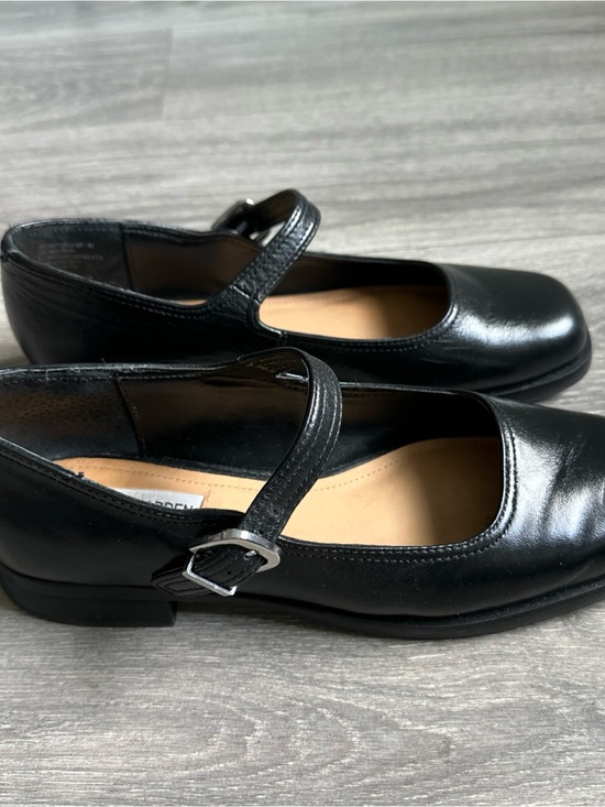 Steve Madden Shoes - Steve Madden Delancy Black Leather Mary Jane Square Toe Buckle Flat Shoes sz 9M